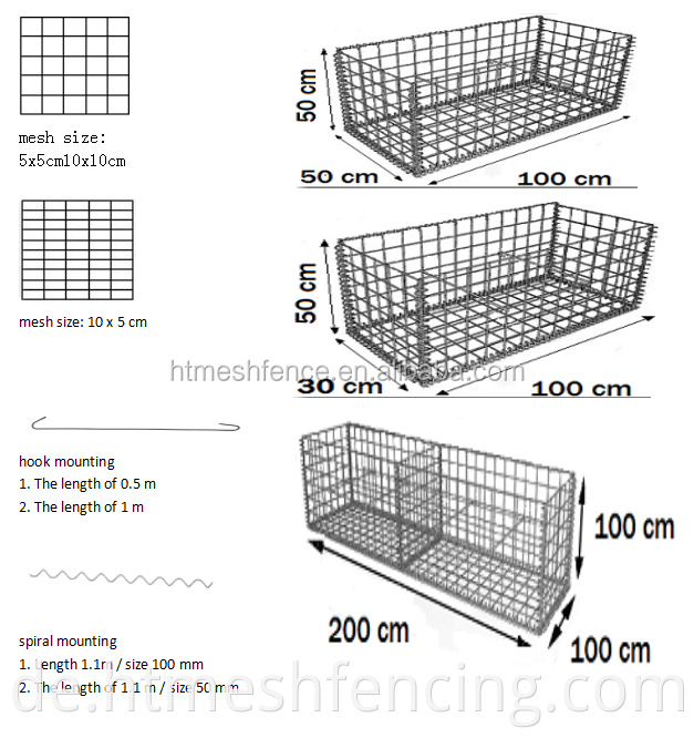 Dekorativer Garten Gabion mit Feuerstellen, geschweißtem Gabionboxkorb, Gabion -Stützmauerzaun